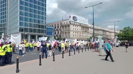 Polish miners, power workers, protest shift away from coal in Warsaw, Poland