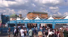 Football village is set at the Konyushennaya Square for UEFA EURO 2020 in St Petersburg, Russia