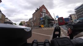 Ambulance using CS7/A24 cycle infrastructure to pass the traffic.