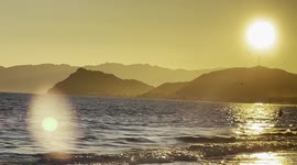 Bahia Kino, Sonora Mexico. Beach, bay. Sunset , big Sun , sea