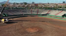 Aerial view of the Hector Espino stadium under demolition and remodeling in Hermosillo, Sonora, Mexico. Baseball stadium, baseball.
