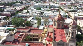 Aerial landscape or aerial view of the city of Victoria de Durango in Durango, Mexico