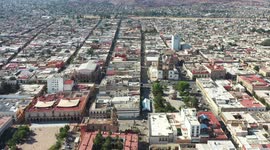 Aerial landscape or aerial view of the city of Victoria de Durango in Durango, Mexico.