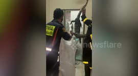 Aggressive monitor lizard falls through family’s bathroom ceiling in Bangkok