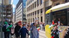 Palestine Protestors block trams Manchester City Centre