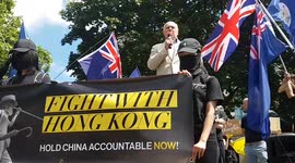 MPs Iain Duncan Smith and Stephen Kinnock speaks at Hong Kong pro-democracy solidarity rally in London