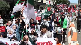 Free Palestine Activists March Through Manchester City Centre, England