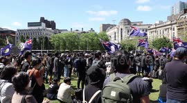 Free Hong Kong Protesters Chant In Piccadilly Gardens, Manchester