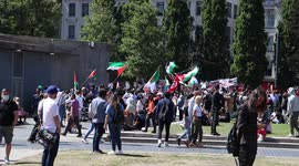 Free Palestine Meets Free Hong Kong Protest In Piccadilly Gardens, Manchester