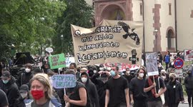 Far-left activists hold anti-repression and police demo in the German city of Leipzig
