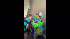 First experiment for toddler on little tikes lab