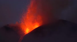 Lava fountains light up night sky as Mount Etna erupts again