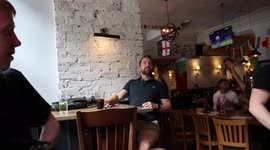 England fans celebrate going 1-0 ahead over Croatia. In the English lounge pub, Manchester