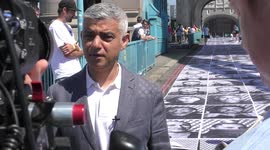 Sadiq Khan attends mass art installation on Tower Bridge to mark start of Euro 2020