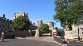 US President Joe Biden leaves Windsor Castle by helicopter after meeting with HM The Queen at the royal residence