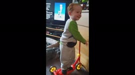 Cool dudes spin on the scooter ends in a fall with a fake cry that mummy isn't having lol xx
