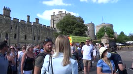 Crowds of well wishers gathered outside Windsor Castle with HM The Queen hosting tea for US President Joe Biden