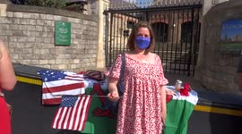 Well wishers gathered outside Windsor Castle as Queen Elizabeth II hosts tea for President Joe Biden on Sunday