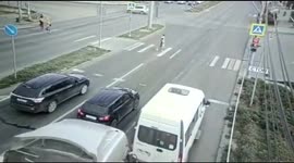 Minibus overturned as truck transporting sand crashes into it in Russia