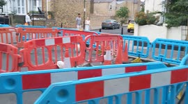 Sinkhole opens up on Neville road in Stoke Newington, East London