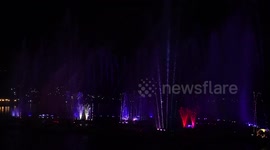 A View of Newely Installed Musical Fountain inside the Anasagar lake in Ajmer, on 14 June 2021.