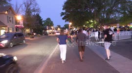 Warm evening with patios open and crowds of people in the streets as Ontario Canada finally slightly lifts one of the longest COVID pandemic lockdowns in the world