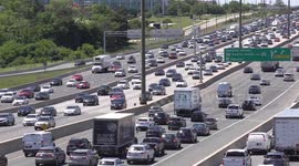 Traffic heavy in Toronto Canada as the lockdown is slightly lifted and patios and limited retail is allowed to open after one of the worlds longest COVID 19 pandemic lockdowns