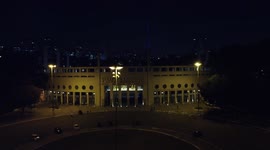 Night aerial view of the Pacaembu Stadium in São Paulo, Brazil