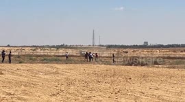 Dozens of young men demonstrated near the border fence with Israel, east of Khan Yunis, in the southern Gaza Strip, in support of Jerusalem .