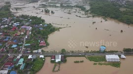 Drone footage shows villages submerged as tropical storm Koguma causes floods in northern Thailand