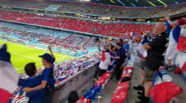 French fans celebrating France goal and lead against Germany