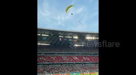 EURO 2020 interrupted when greenpeace protestor parachutes during France-Germany match