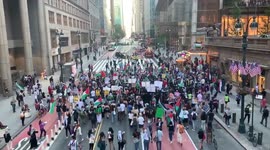 US: People Gather For “Free Palestine” Protest In New York City