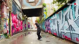 'Little Ninja Training with Staff in the Ghetto'