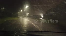 Clips of lightning whilst driving through a thunderstorm in Kent, UK