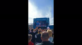 Fans watch EURO 2020 at the fanzone in Saint Petersburg, Russia