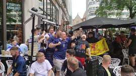 Tartan Army dance conga in Leicester Square ahead of England clash at Wembley
