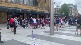 Euro 2020 – Massive Scottish Fans Sings Outside Of St Pancras Station With Excitement In London