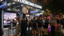 Euro 2020: Fervent Scottish soccer fans climb on Leicester Square bollards before Scotland-England match