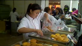 Amazing high-speed cake packing at Chinese bakery