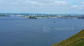 Navy submarine  leaving plymouth devon  today