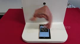 Dutch artist parodies Tinder using spinning meat