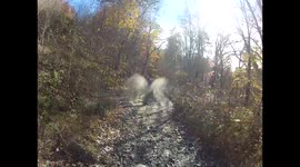 Dirt biker fails into the hole