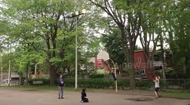 Man hits amazing basketball shot