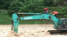 Worker rescued from river in China