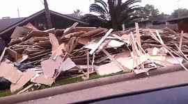 Debris left by floods in Houston, Texas