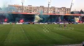 Bulgarian Cup Final Levski vs Cherno More - flares before the game