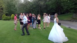 Groom boots bridal bouquet at Devon wedding