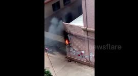 Electricity meter bursts into flames in China