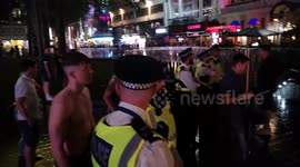 Scottish football fans In West End after midnight